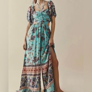 Free People Bali Citrus Skies One-Piece Printed Boho Cutouts Tropical Jumpsuit